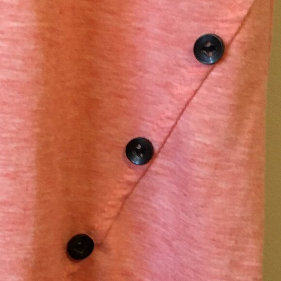 Coral Pink Womens Zipper + Button Punky Brewster Quirky Petal Hem A-line Tee XL - Picture 6 of 14